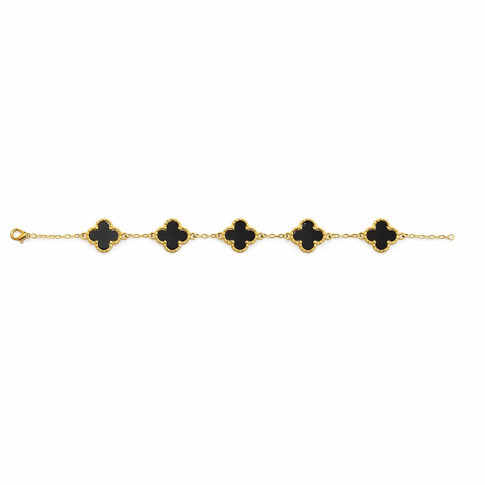 Elegant Gold and Black Clover Bracelet • 6.5”-7.5” - Picture 3 of 4